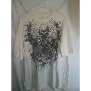 Vintage Y2K Miami Ink Graphic T-Shirt‎ Skull Skeleton Roses Tattoo Art XXL